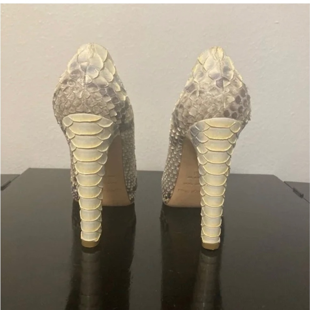 🐍 Sergio Rossi snake skin Peep Toe 38  python + Michael Kors Clutch! - Picture 7 of 16